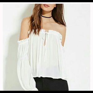 Forever 21 white off shoulder peasant blouse NEW!!